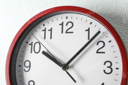 Preview: Big beautiful clock hanging on light background, space for text