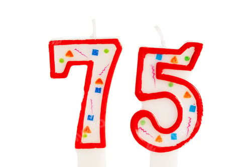 Preview: Celebrating a special birthday with 75 candles on a cake for a memorable event