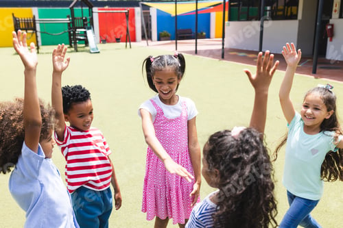 Preview: School playground is lively with diverse children playing