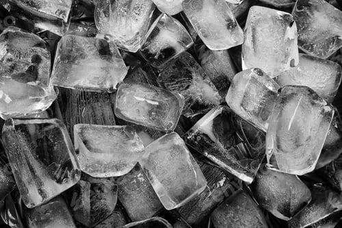Preview: Many ice cubes on black background, top view