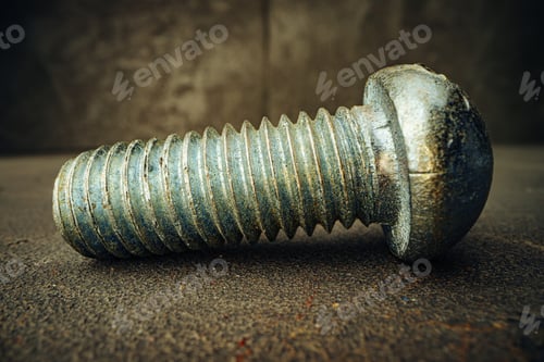 Preview: One metal bolt on concrete background macro