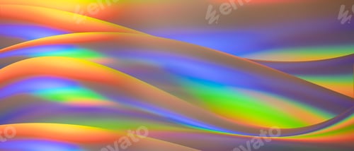 Preview: Trendy texture with polarization effect and colorful neon holographic waves. Abstract background in