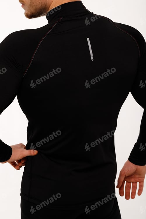 Preview: A man with a sporty physique in thermal underwear.