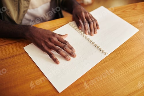 Preview: Blind Man Reading Tactile Book