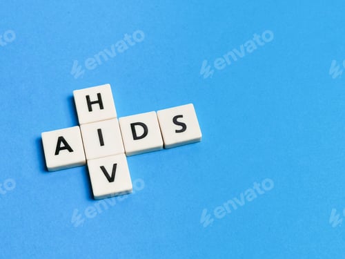 Preview: Crosswords aids and hiv against blue background.