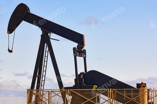 Preview: Oil pumping machine. Pump jack. Petroleum extraction. Global warming