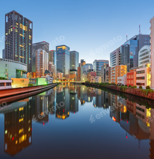 Preview: Osaka, Japan Cityscape on the Ogawa River