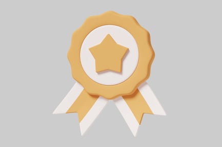 Preview: Yellow rosette with white and yellow ribbons and a central star.