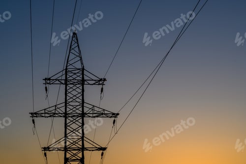 Preview: Group silhouette of transmission towers