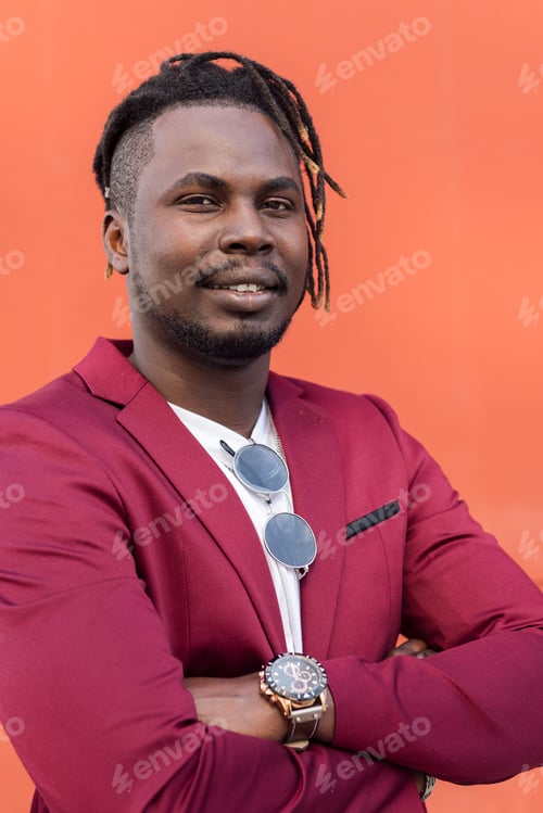 Preview: vertical portrait of a stylish black businessman
