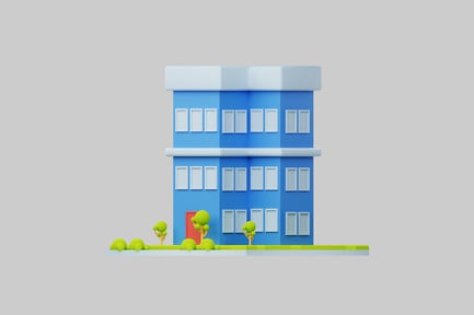 Preview: Blue office building with trees