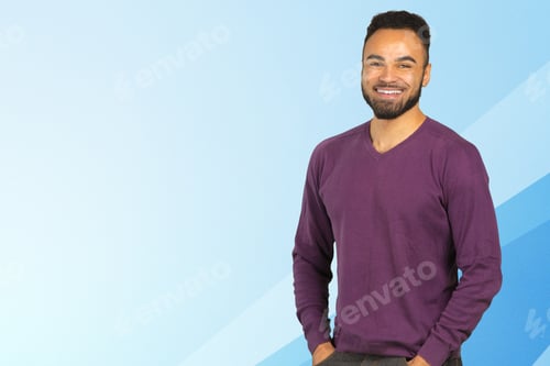 Preview: Portrait of stong and handsome african male student looking at camera smiling