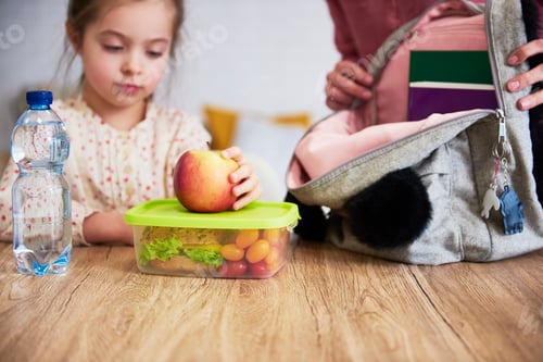 Preview: School lunch box with healthy food