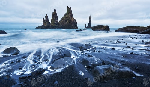 Preview: Iceland, Jokulsarlon lagoon, Beautiful cold landscape picture of icelandic glacier lagoon bay, The