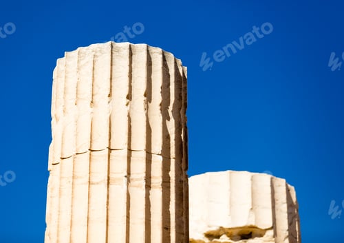 Preview: photo of beautiful columns on the wonderful sky background in Greece