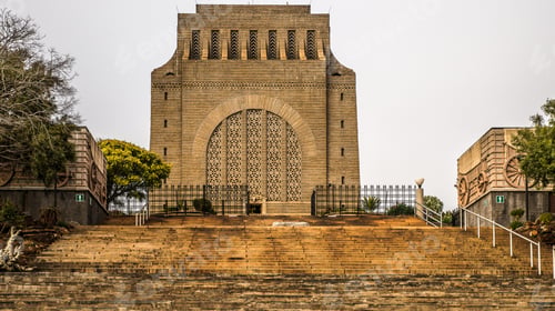 Preview: Wide angle shot of stairs leading to a building in South Africa