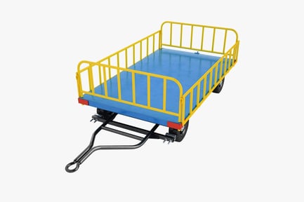 Preview: Airport Luggage Cart - Yellow Railing, Blue Platform