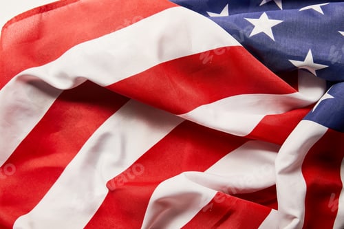 Preview: close up view of crumpled national american flag