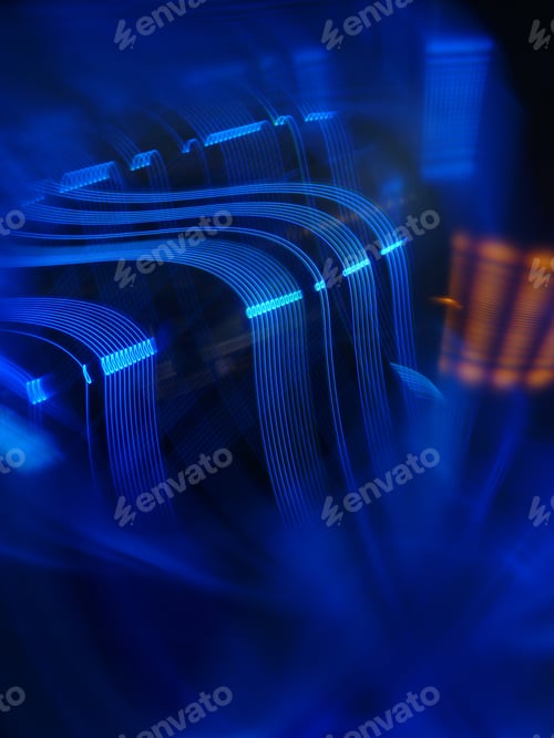 Preview: Vertical shot of incredible light layers with virtual space structure