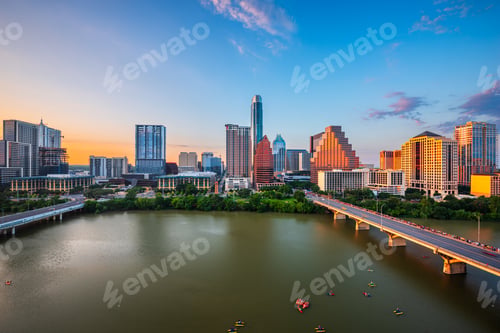 Preview: Austin, Texas, USA downtown city skyline on the Colorado River