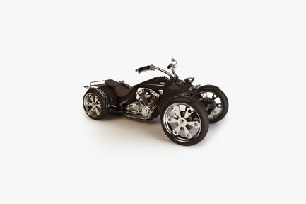Preview: Black three-wheeled motorcycle, side view