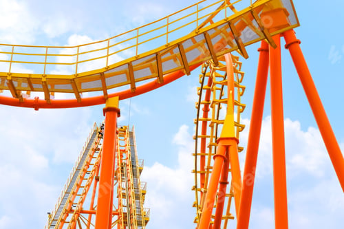 Preview: roller coaster track and the blue sky