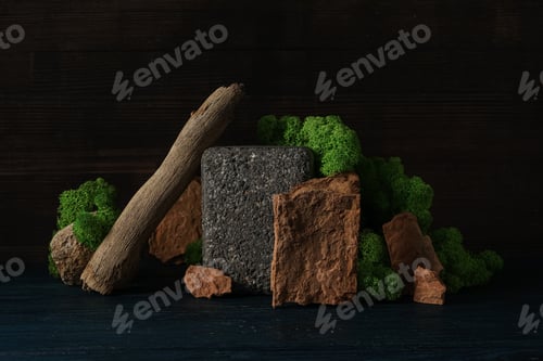 Preview: Moss, different backgrounds for nature concept, moss and wood, moss and stones