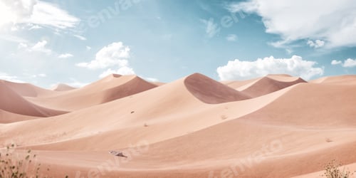 Preview: 3d Illustration of an Empty Desert at Sunny Day. Minimal Mockup
