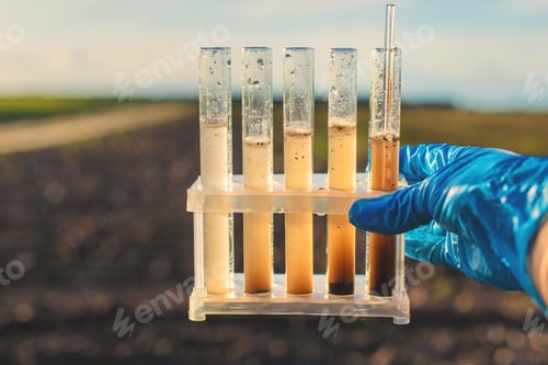 Preview: Field soil samples for analysis. Selective focus.