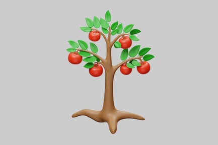 Preview: Cartoon red apple tree asset