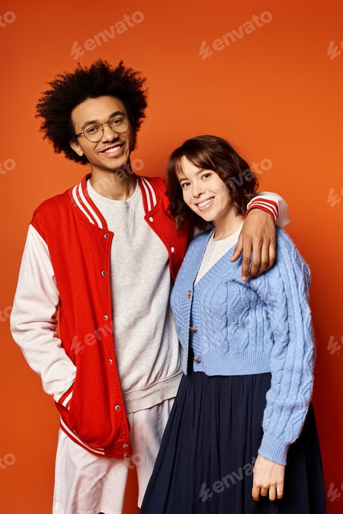 Preview: Harmonious unity: young multicultural friends standing together