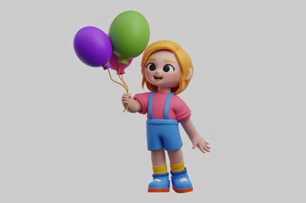Preview: Cartoon girl with balloons