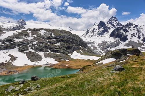 Preview: Amazing turquoise Lake on the way to Rutor Glacier, Aosta Valley, Italy