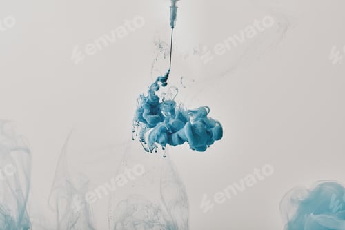 Preview: blue watercolor paint splash from syringe
