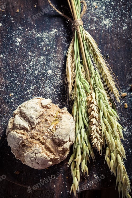 Preview: Healthy rolls for breakfast on old wooden table