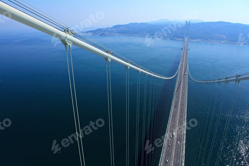 Preview: Akashi Kaikyo bridge view about Awaji from top