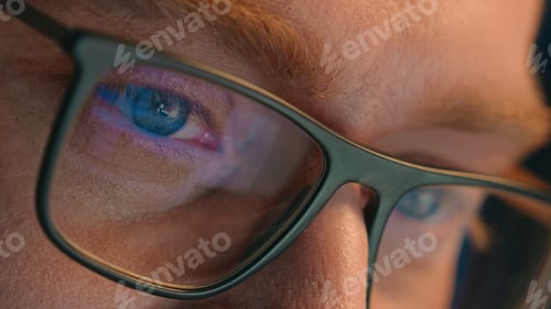 Preview: Close up cropped view details male eyes in eyeglasses eyewear glasses Caucasian man business guy