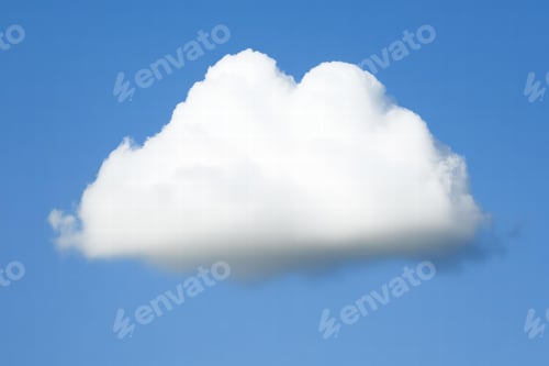 Preview: Fluffy white cloud drifting in a clear blue sky