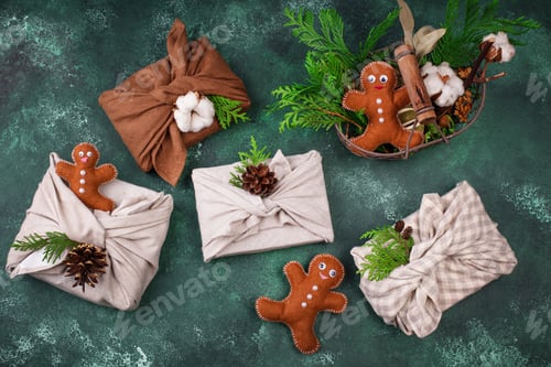 Preview: Christmas eco friendly furoshiki gift box
