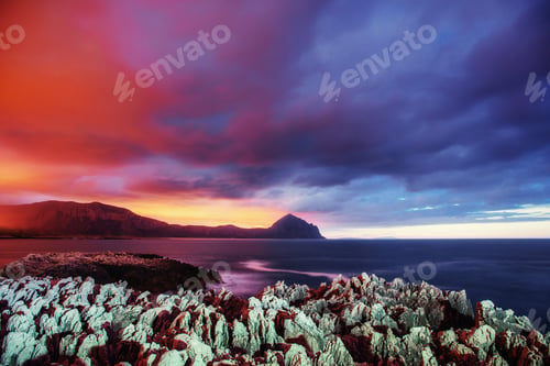 Preview: Spring view of the coast at sunset city Trapani. Sicily