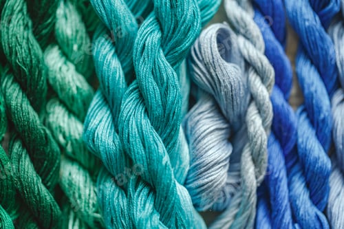 Preview: Braided Threads in Green, Blue, and Gray