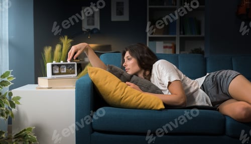 Preview: Woman waking up and turning off the alarm
