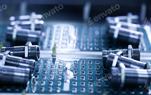 Preview: Close-up metal nuts and cylinders