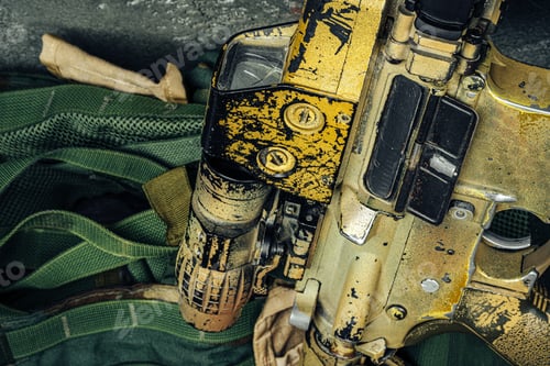 Preview: Modern weapon series. US Army assault rifle, close up