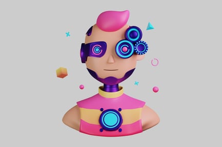 Preview: Cartoon character with a pink mohawk and a mechanical eye