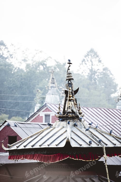 Preview: Vertical shot of a buildings at Hindu temple in Nepal