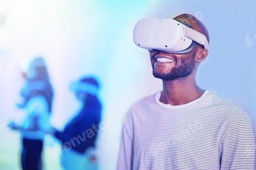 Preview: Digital 3d vr headset for gamer with metaverse tech, future and virtual reality cyber innovation, a