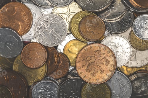 Preview: Top view of old coins heap