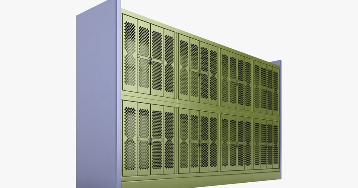 Metal Weapon Storage Lockers with Mesh Doors 3D, Incl. armory ...