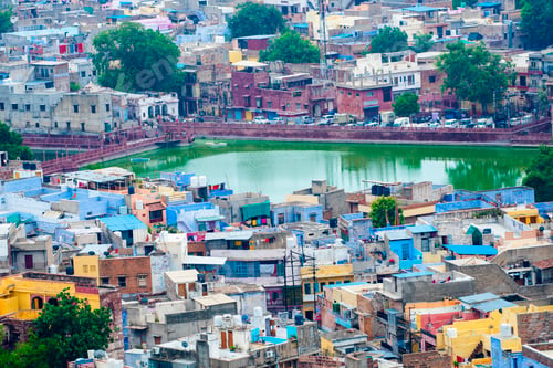 Preview: Aerial view of Jodhpur Blue City. Jodphur, Rajasthan, India